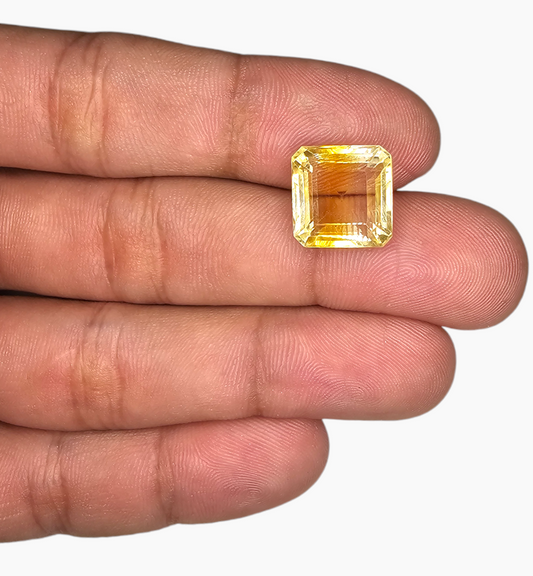 Natural Citrine Stone 8.87 Carats Emerald Cut Shape Size 12.5x12.3mm