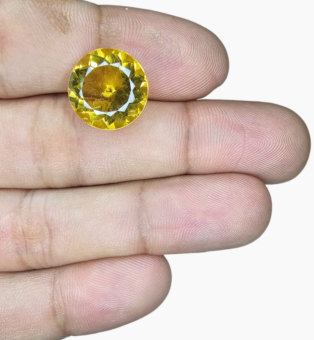Natural Citrine Stone 9.03 Carats Round ( 14mm)