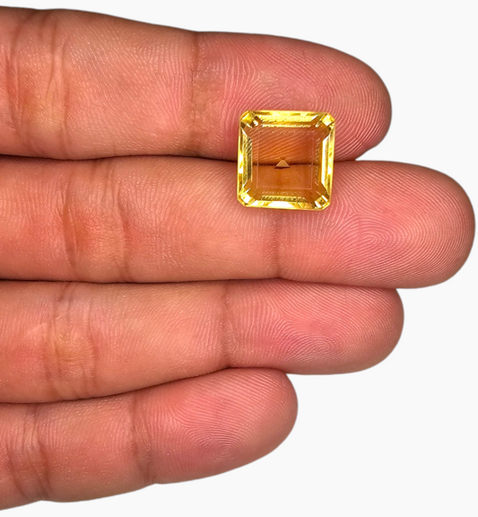 Natural Citrine Stone 9.06 Carats Emerald Cut Shape Size 12.3x12.2mm