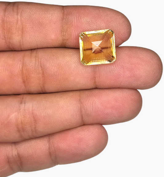 Natural Citrine Stone 9.47 Carats Asscher Cut Shape Size 13x12.5mm