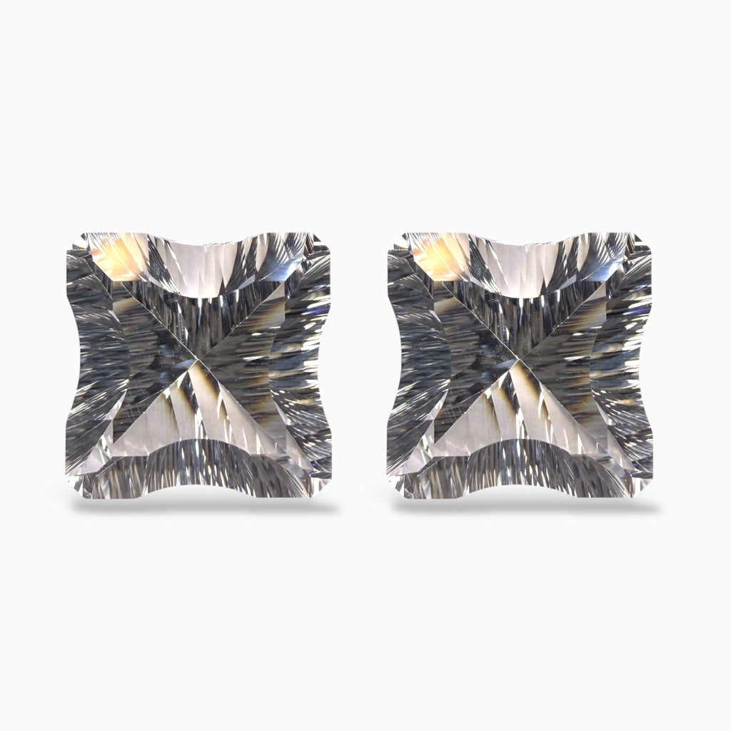 Natural Clear Quartz Fancy Cut Stone Pair For Earrings 25.65 Carats 2 Pieces