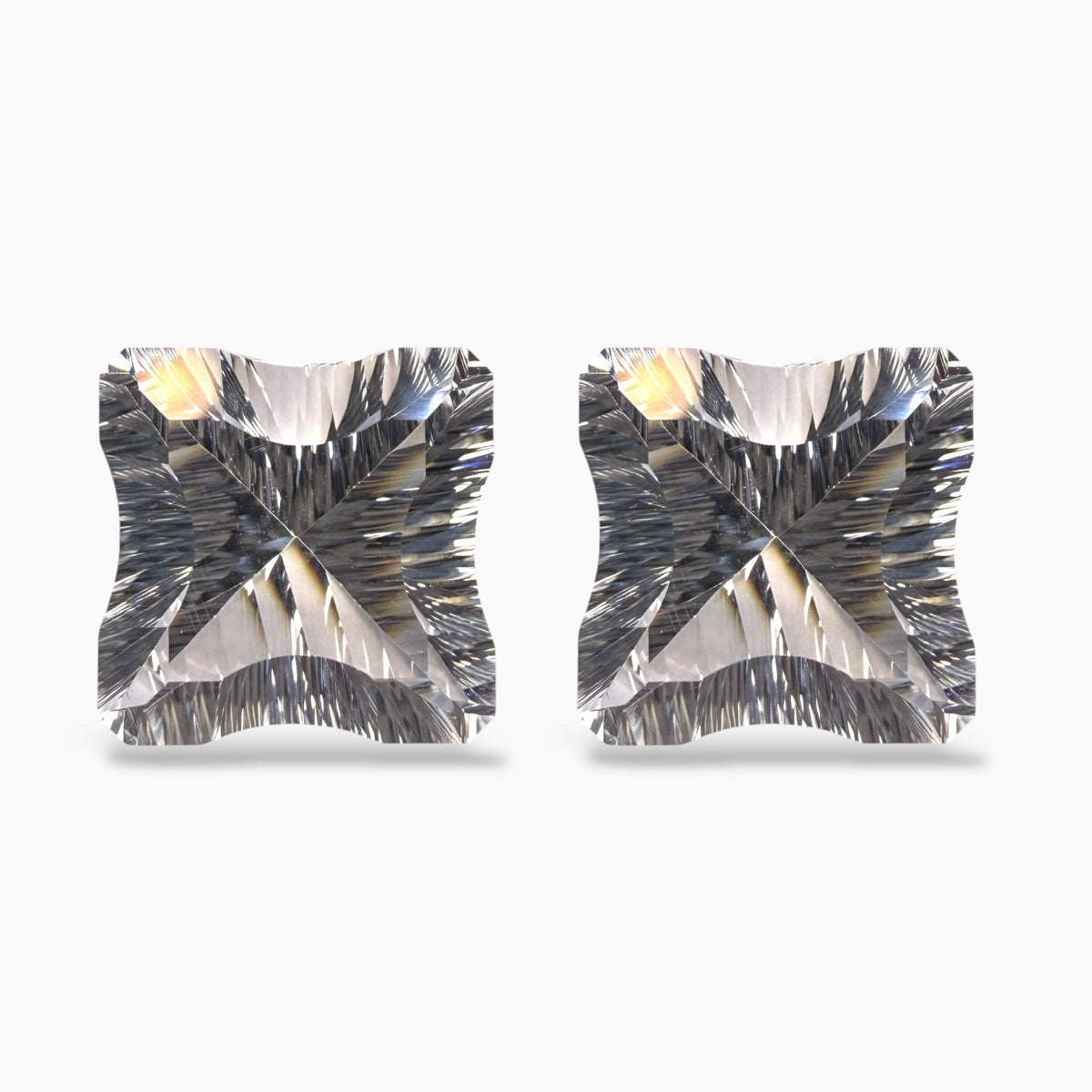 Natural Clear Quartz Fancy Cut Stone Pair For Earrings 25.65 Carats 2 Pieces