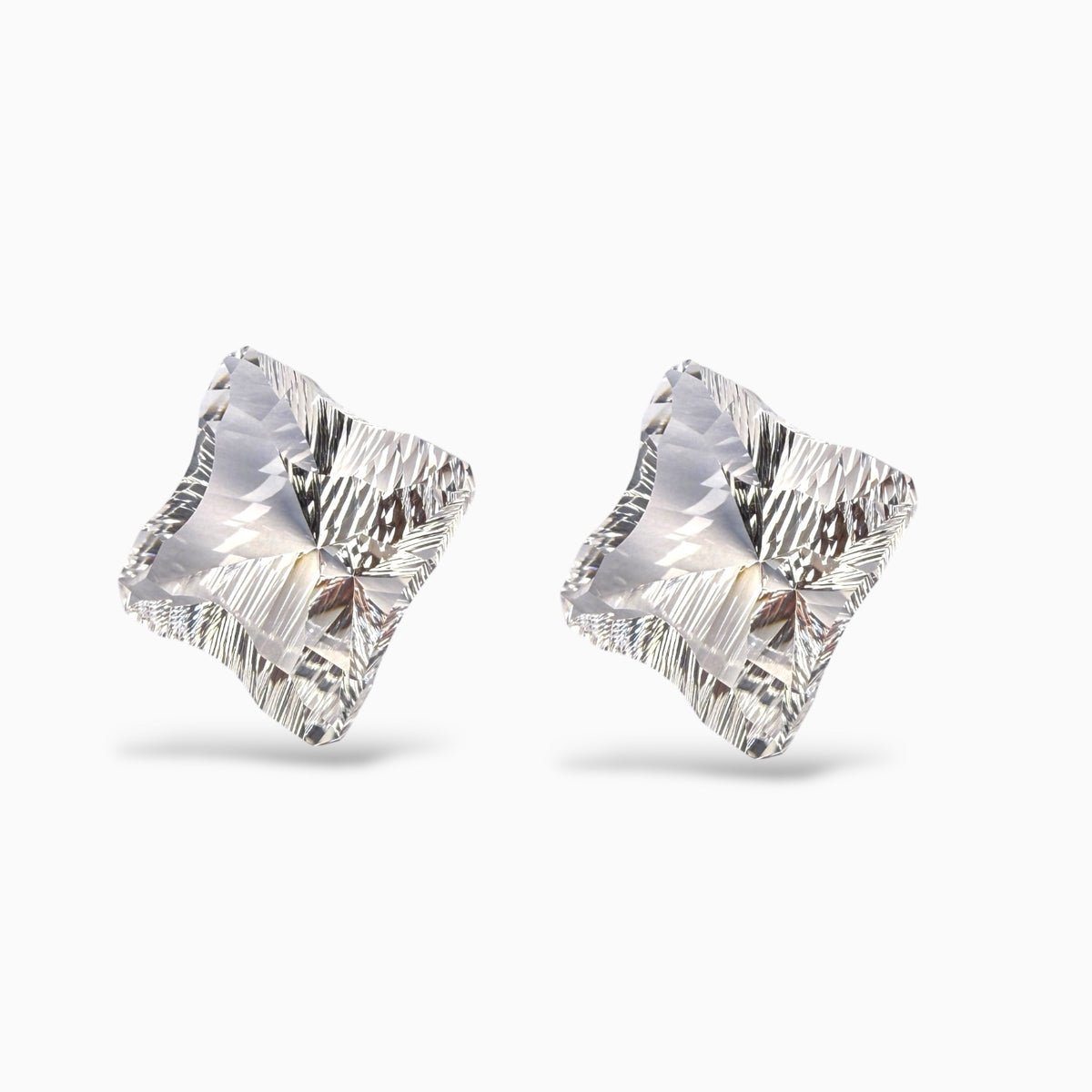 Natural Clear Quartz Fancy Cut Stone Pair For Earrings 25.65 Carats 2 Pieces