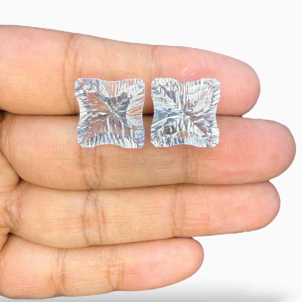 Natural Clear Quartz Fancy Cut Stone Pair For Earrings 25.65 Carats 2 Pieces