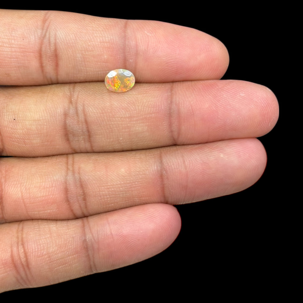 Natural DarkOrange Ethiopian Opal Stone 0.56 Carats Oval Cabochon Shape 8 x 6 mm