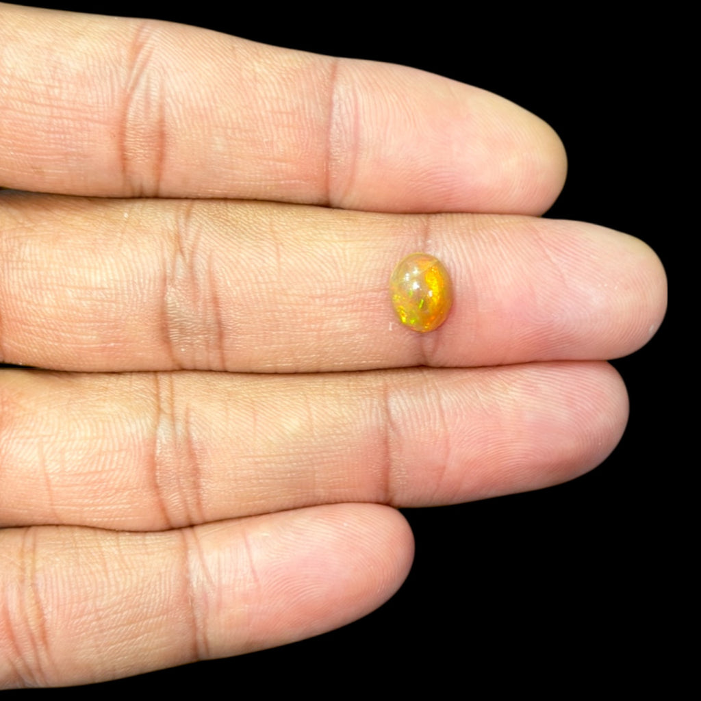 Natural DarkOrange Ethiopian Opal Stone 1.07 Carats Oval Cabochon Shape 9 x 7 mm