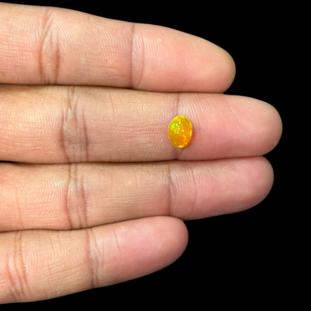 Natural DarkOrange Ethiopian Opal Stone 1.21 Carats Oval Cabochon Shape 8.1 x 6.1 mm