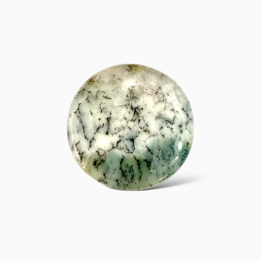 Natural Russian Dendritic Agate Gemstone (Aqeeq) Round Cut Cabochon 60.17 Carats 36X36mm