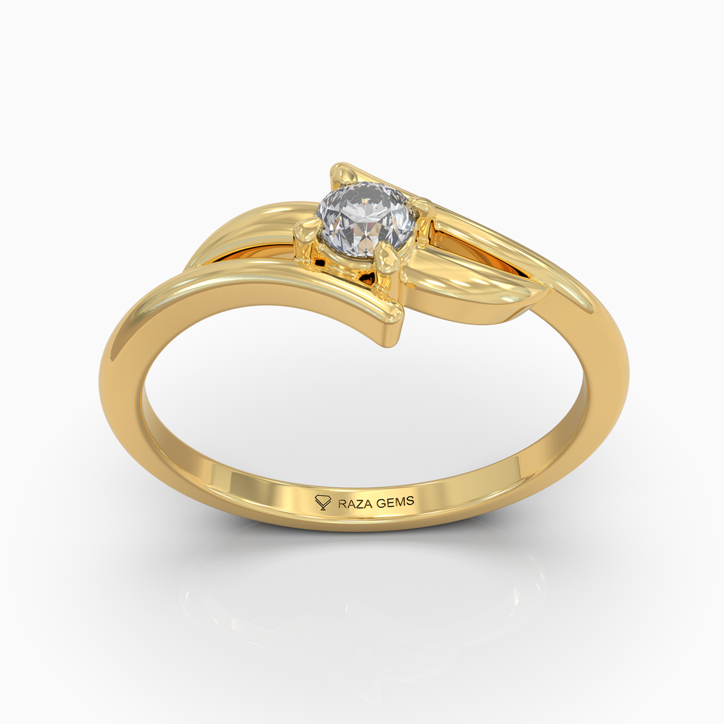 Lilah - Grace Curved Leaf Motif Moissanite Solitaire Ring in 18K Solid Gold