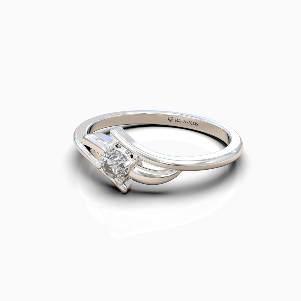 Lilah - Grace Curved Leaf Motif Moissanite Solitaire Ring in 18K Solid Gold
