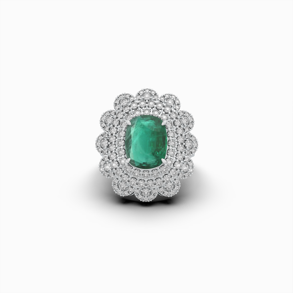 Natural Emerald Cocktail Ring in Big - Evelina