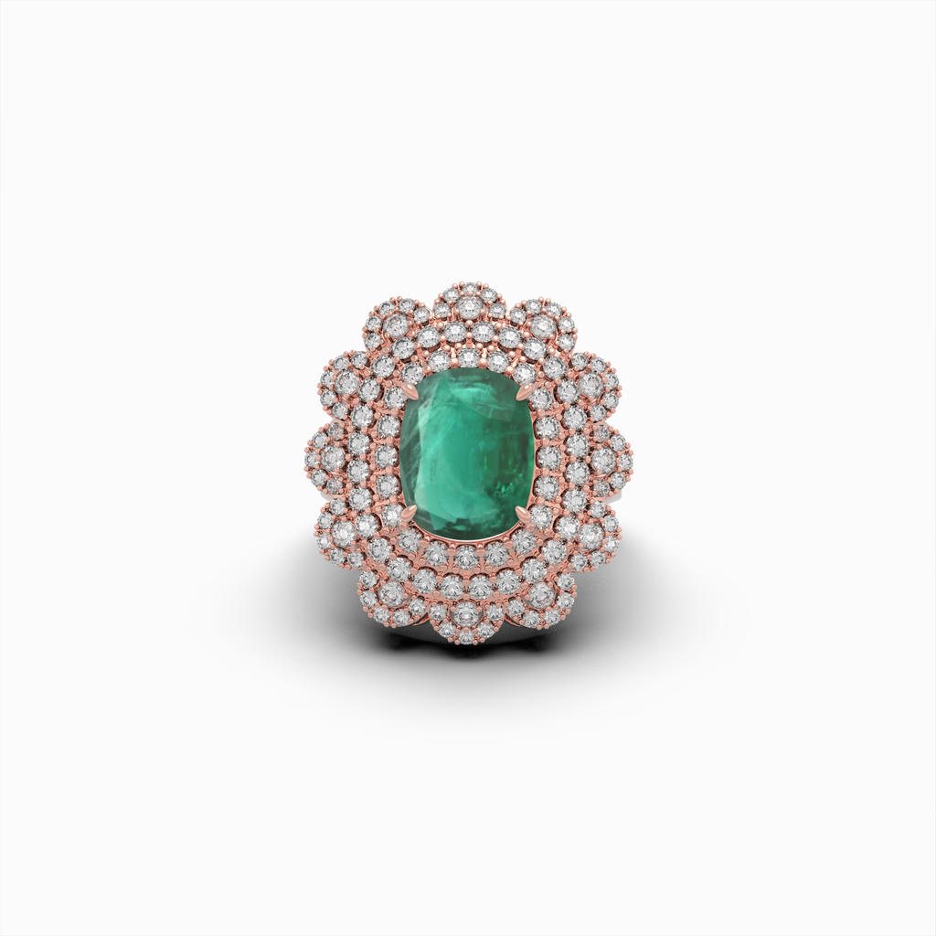 Natural Emerald Cocktail Ring in Big - Evelina