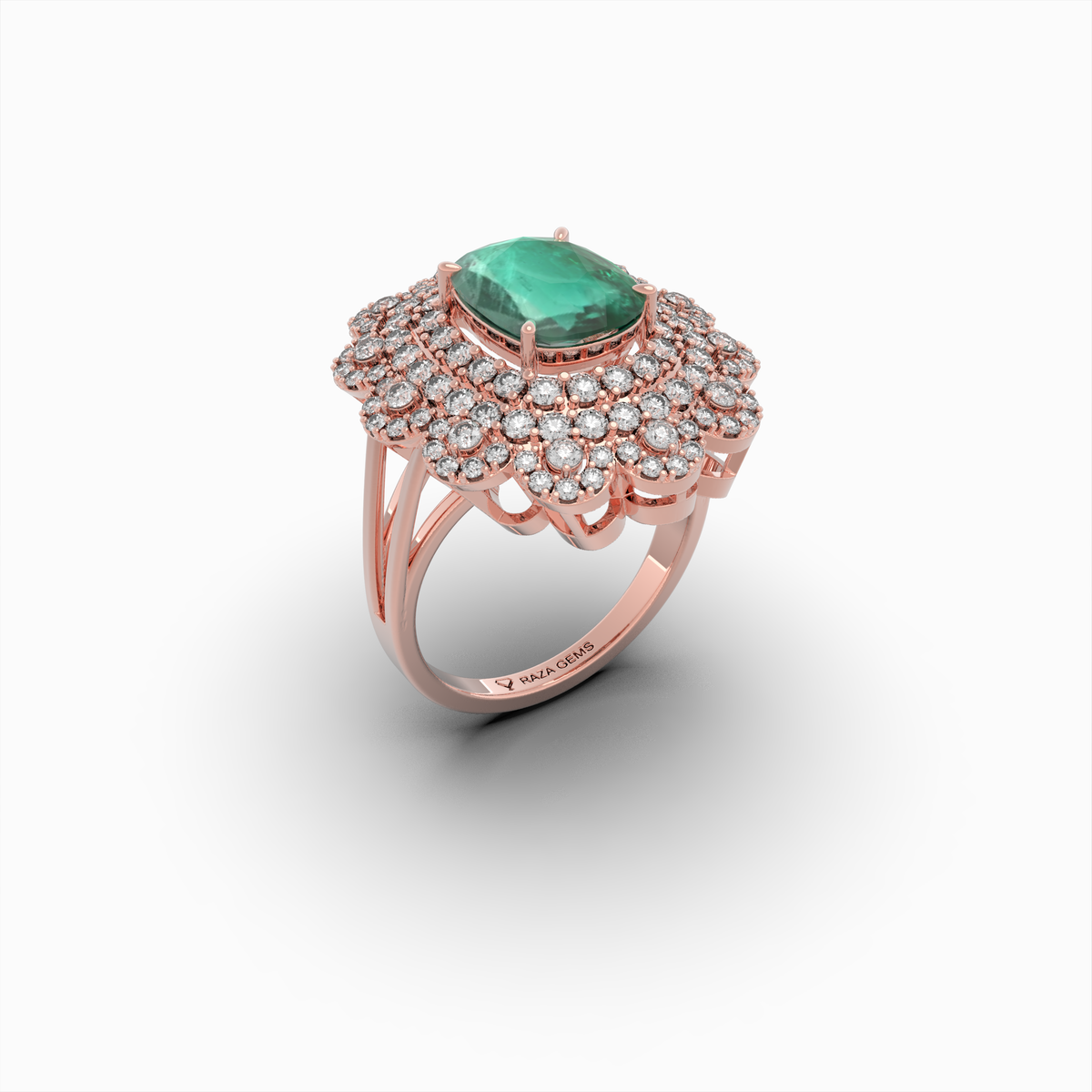 Natural Emerald Cocktail Ring in Big - Evelina