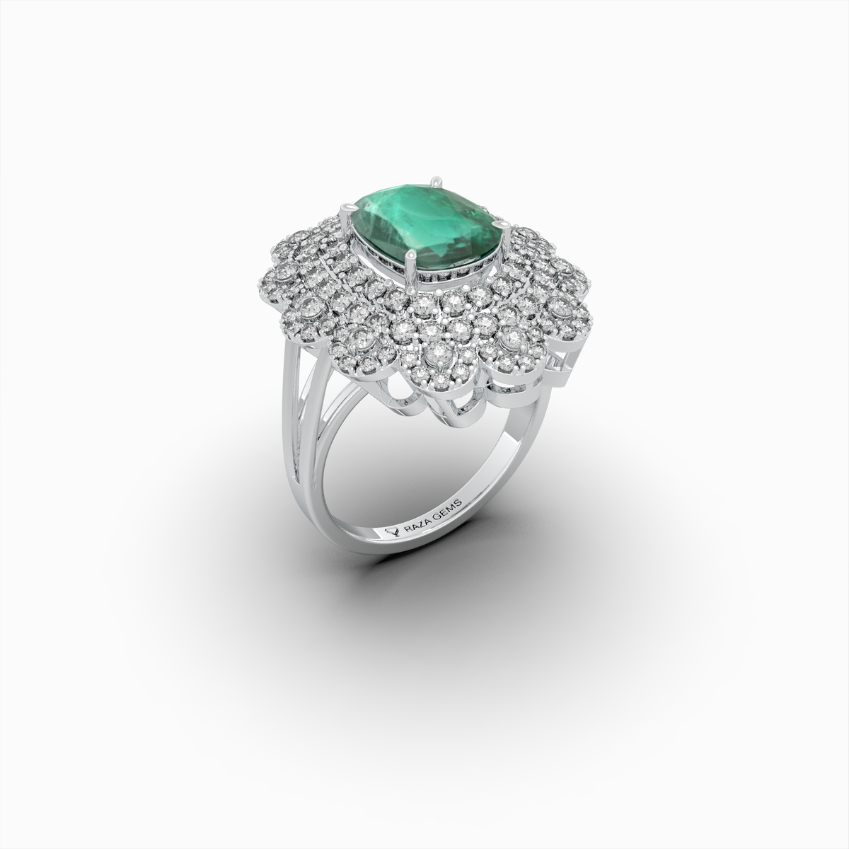 Natural Emerald Cocktail Ring in Big - Evelina