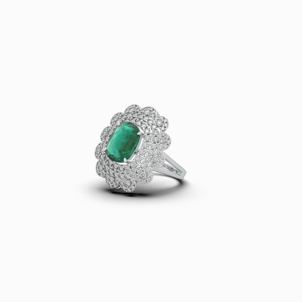 Natural Emerald Cocktail Ring in Big - Evelina