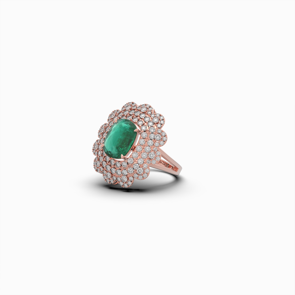 Natural Emerald Cocktail Ring in Big - Evelina