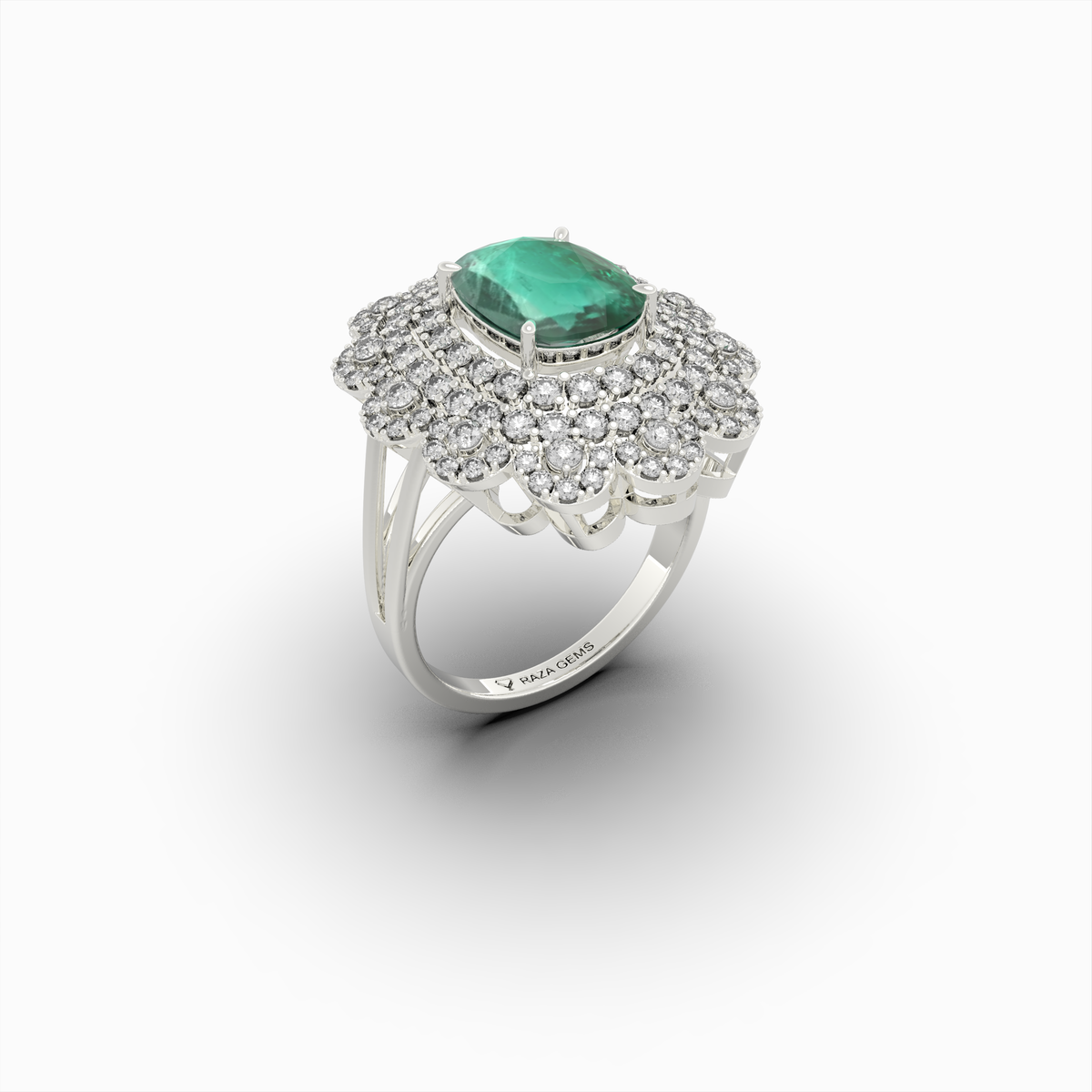Natural Emerald Cocktail Ring in Big - Evelina