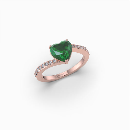 Natural Emerald Ring With Diamonds - Khloe