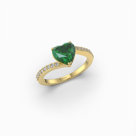 Natural Emerald Ring With Diamonds - Khloe