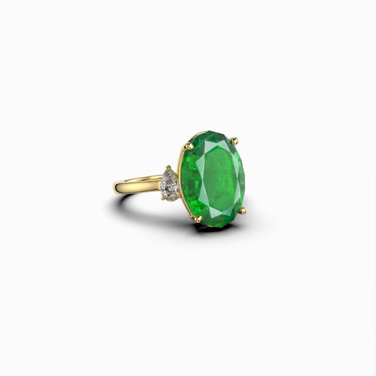 Natural Emerald Ring with Diamonds- Wren