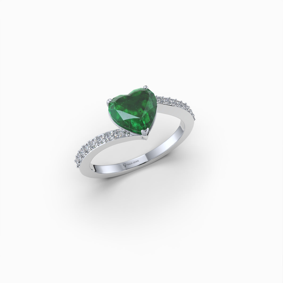 Natural Emerald Ring With Diamonds - Khloe