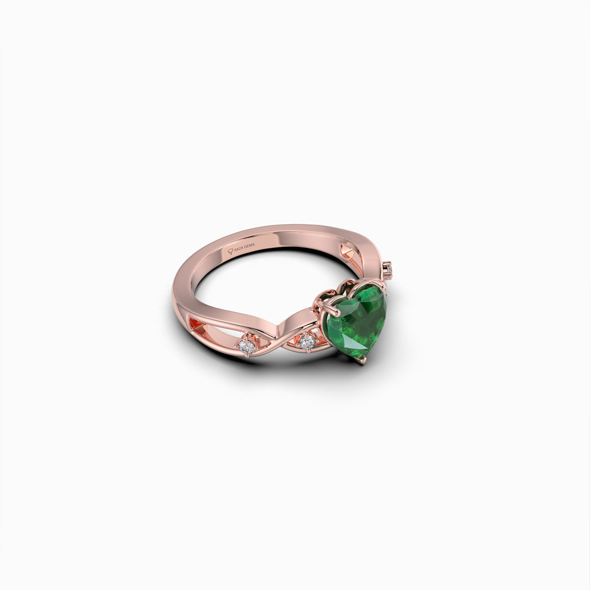 Natural Emerald Ring with Diamonds - Myla