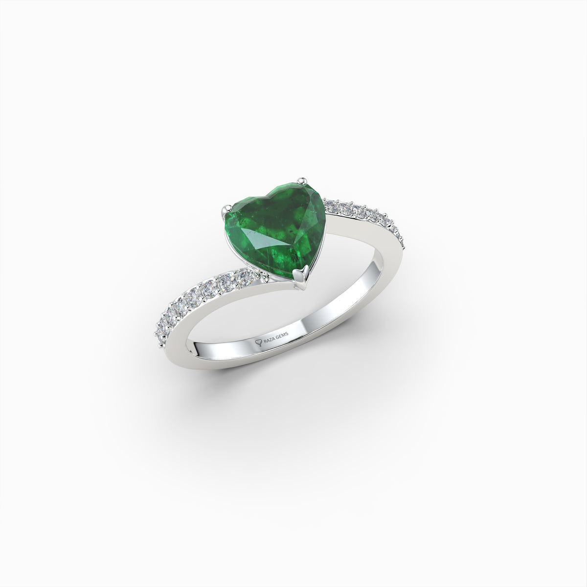 Natural Emerald Ring With Diamonds - Khloe