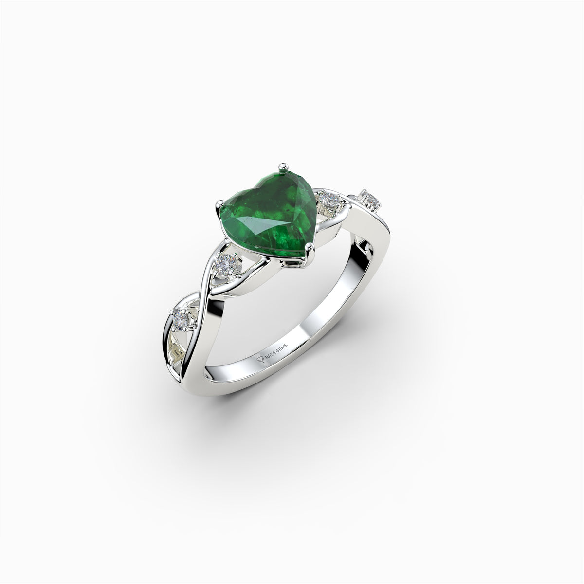 Natural Emerald Ring with Diamonds - Myla