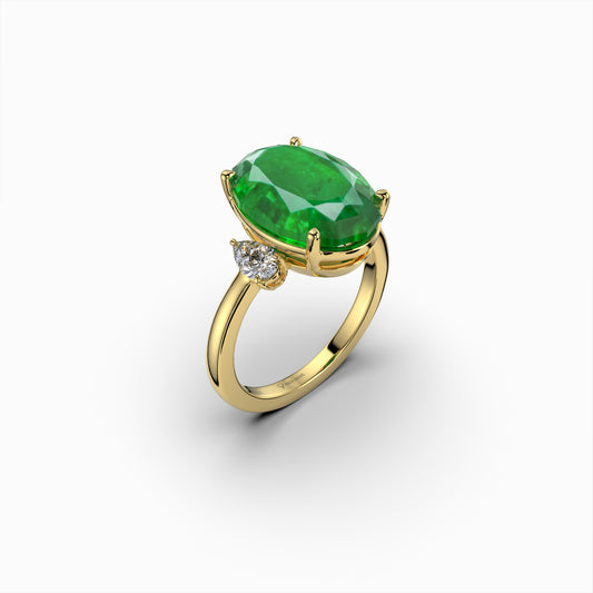 Natural Emerald Ring with Diamonds- Wren