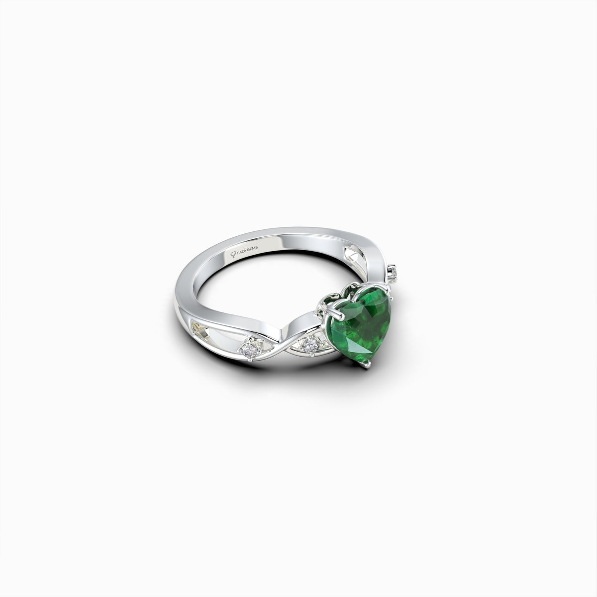 Natural Emerald Ring with Diamonds - Myla