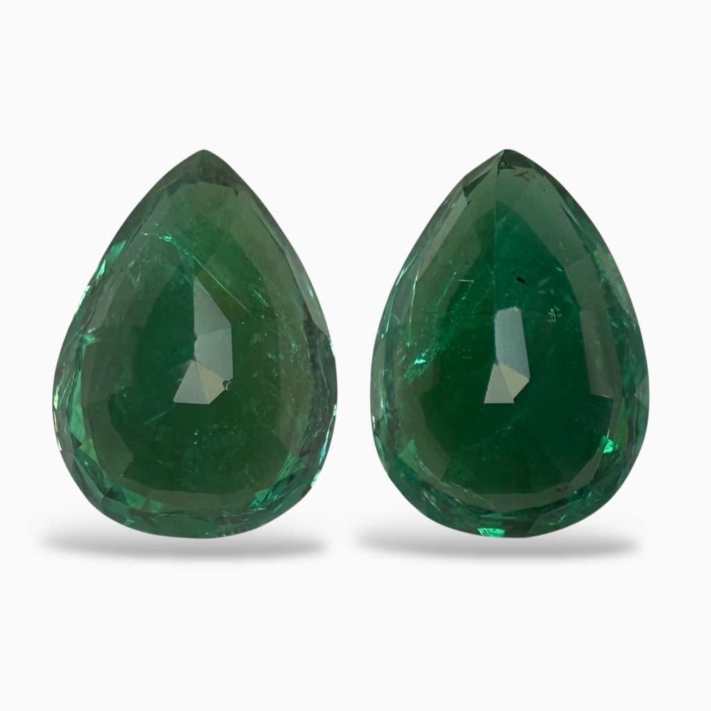 Natural Emerald Stone Pear Pair For Earrings 6.37 Carats