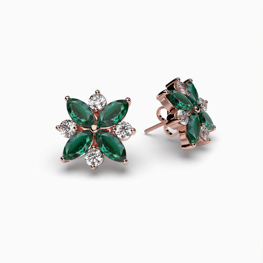 Natural Brazilian Emerald Stud Earrings - Iris