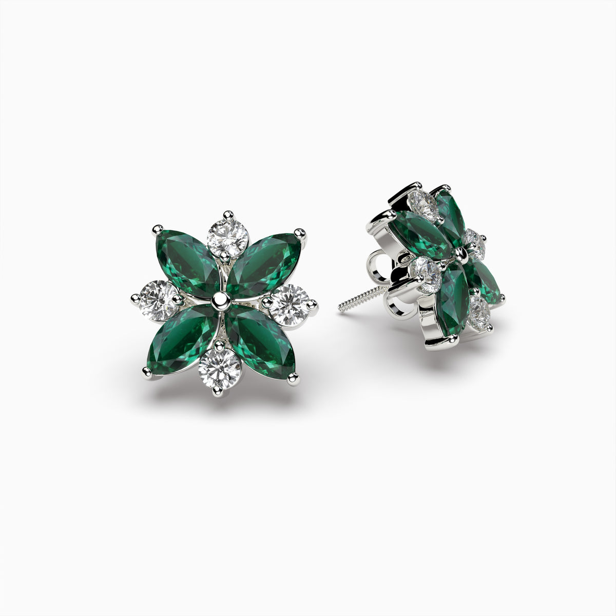 Natural Brazilian Emerald Stud Earrings - Iris