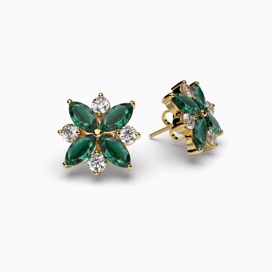 Natural Emerald Stud Earrings - Iris