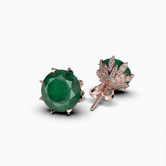 Natural Brazilian Emerald Stud Earrings - Skylar