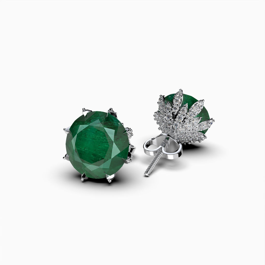 Natural Zambian Emerald Stud Earrings - Skylar
