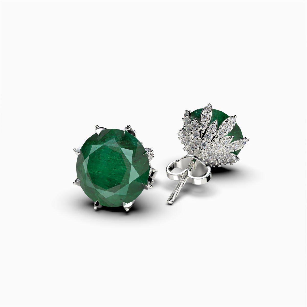 Natural Zambian Emerald Stud Earrings - Skylar