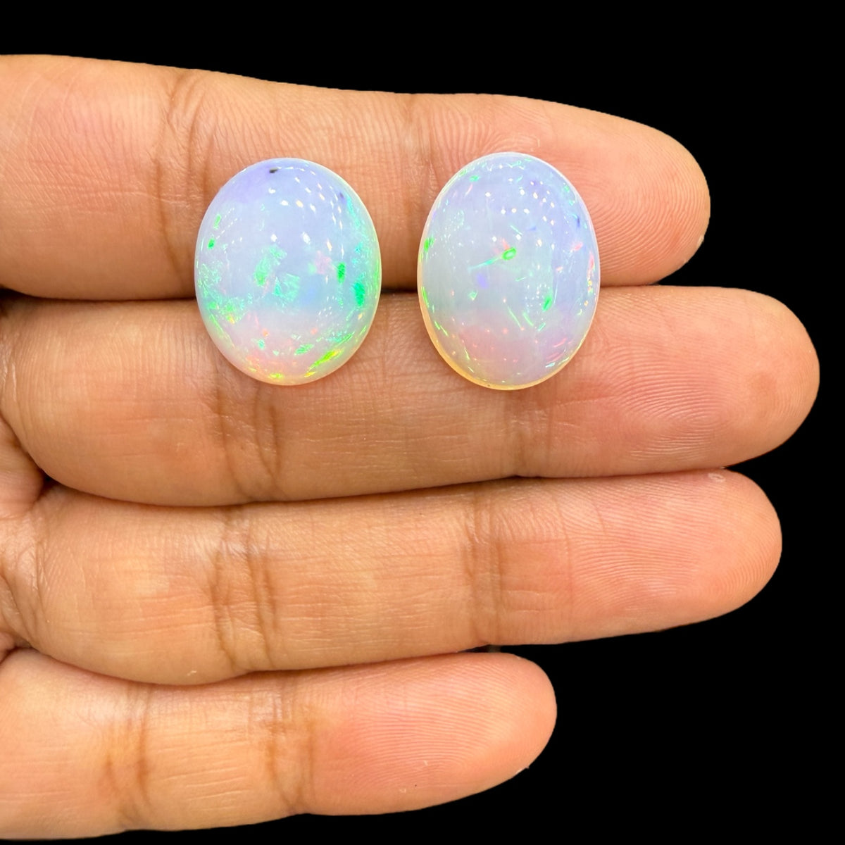 Natural Etopian Opal Oval Cabochon Pair 19.13 Carats
