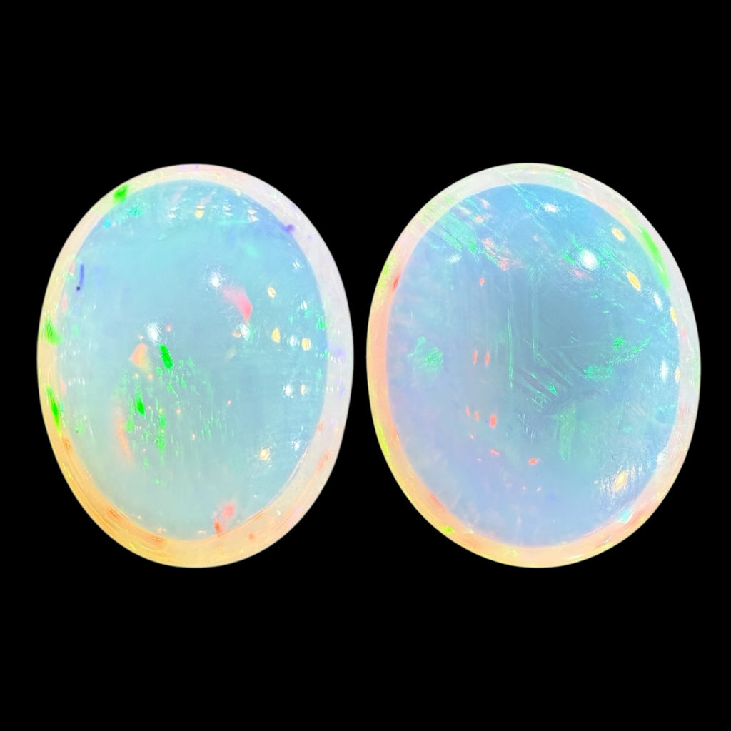 Natural Etopian Opal Oval Cabochon Pair 19.13 Carats