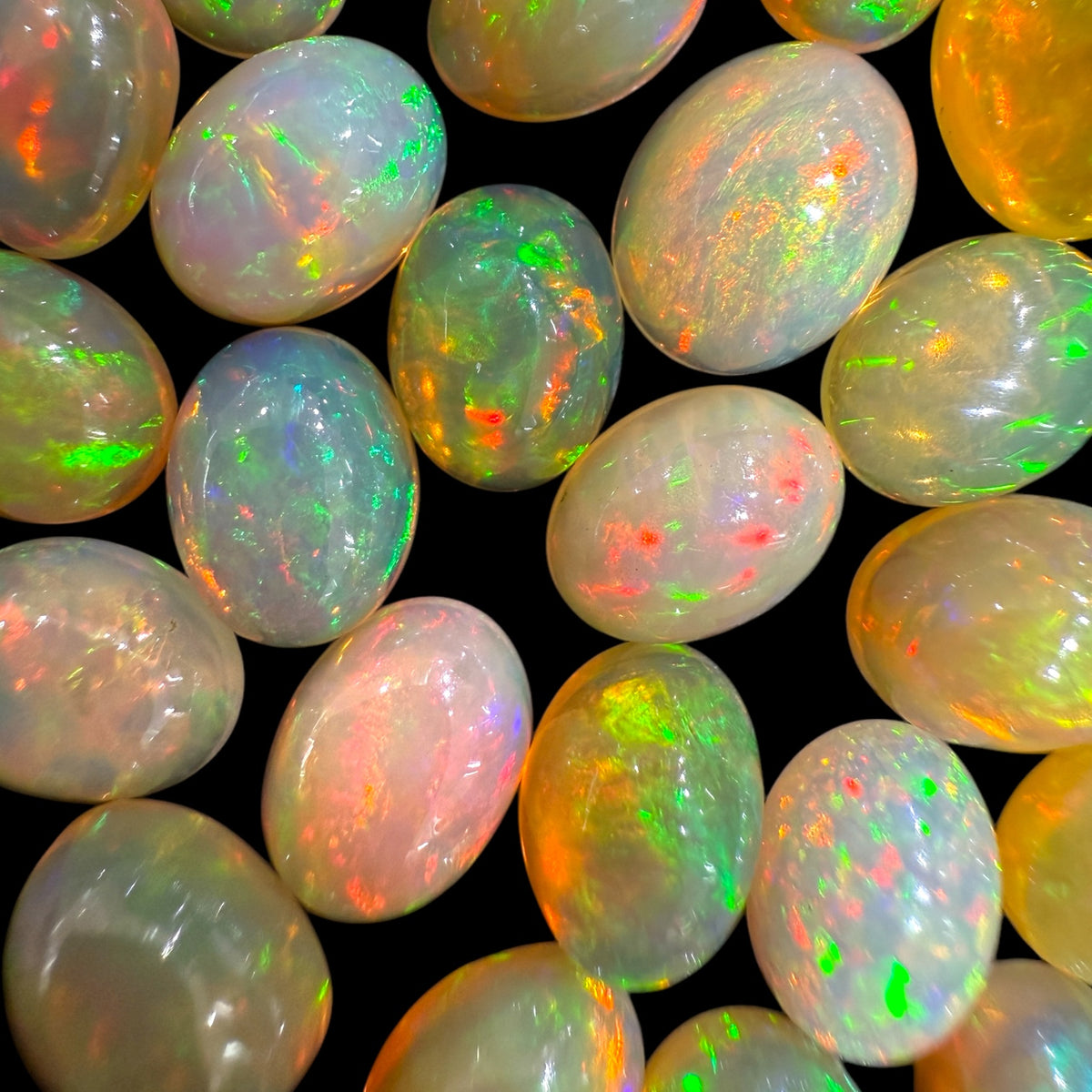 Natural Etopian Opal Stone 6x8 mm Oval Cabochon Orangish Yellow