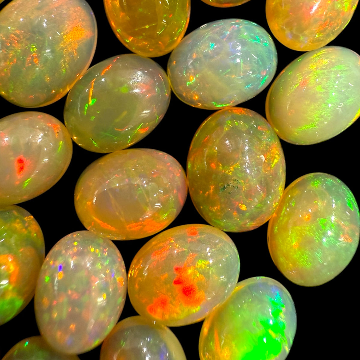 Natural Etopian Opal Stone 6x8 mm Oval Cabochon Orangish Yellow