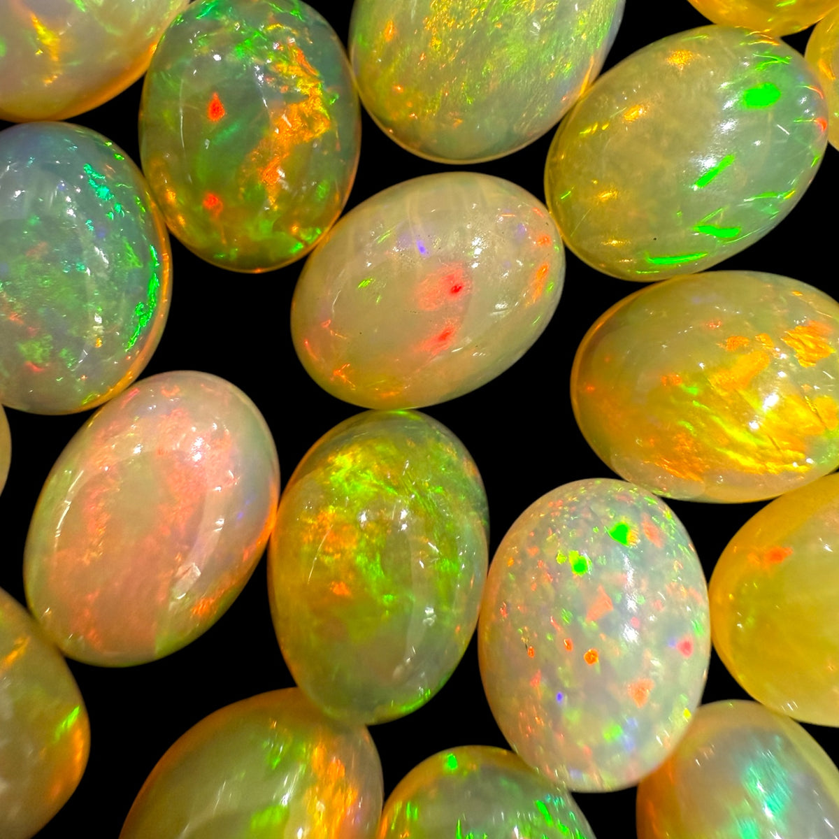 Natural Etopian Opal Stone 6x8 mm Oval Cabochon Orangish Yellow