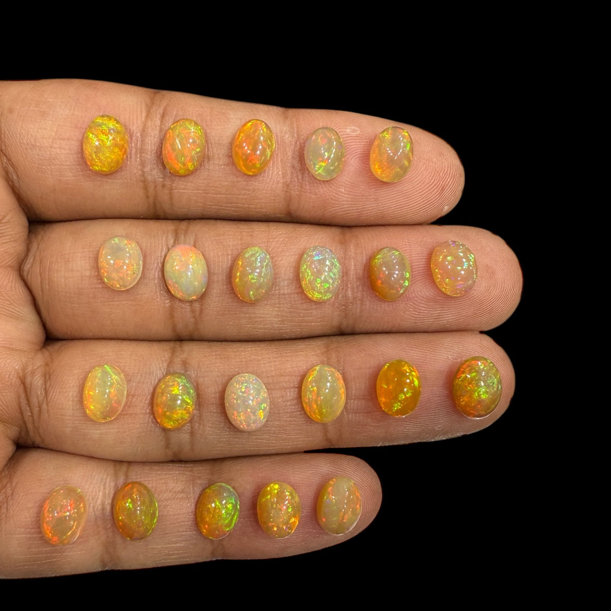 Natural Etopian Opal Stone 6x8 mm Oval Cabochon Orangish Yellow