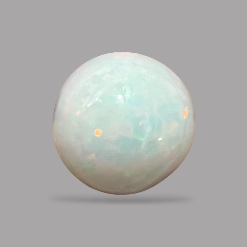 Natural Golden Color Ethiopian Opal Stone 12.28 Carats Round Cabochon Shape 15.8 x 11.3 mm