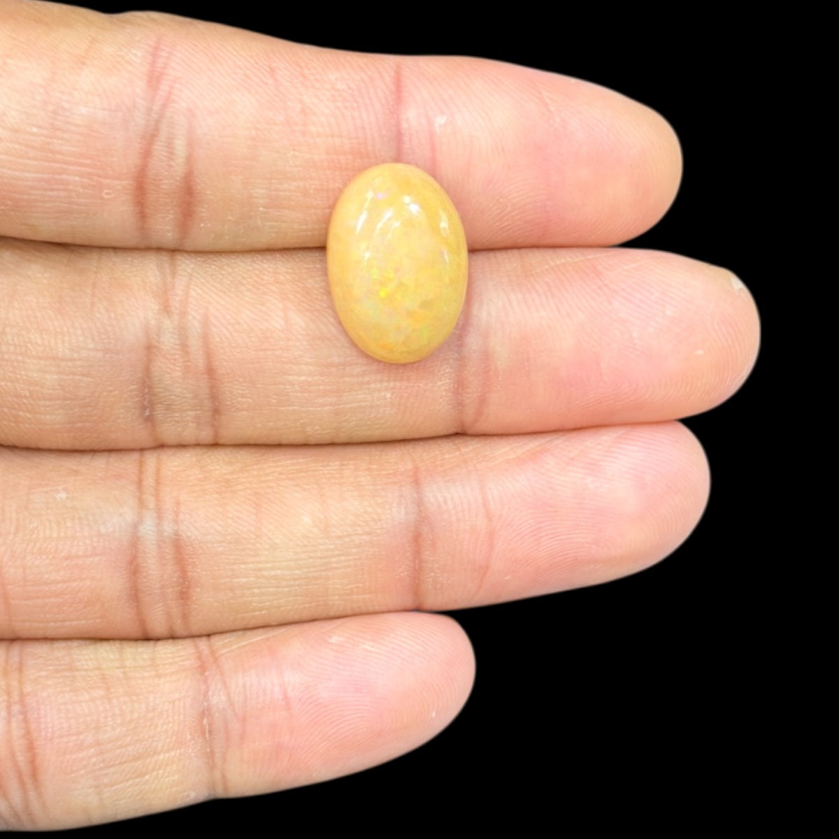 Natural Goldenrod Ethiopian Opal Stone 8.43 Carats Oval Cabochon Shape 17.5 x 12.2 x 7.4 mm