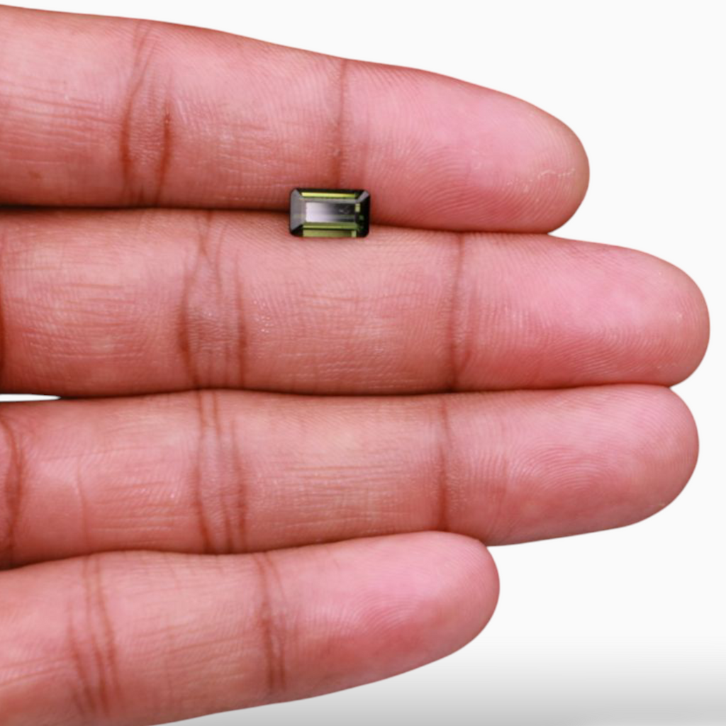 Natural Green Tourmaline Stone 1.18 Carats in Emerald Cut Shape & Size 8.3x5mm