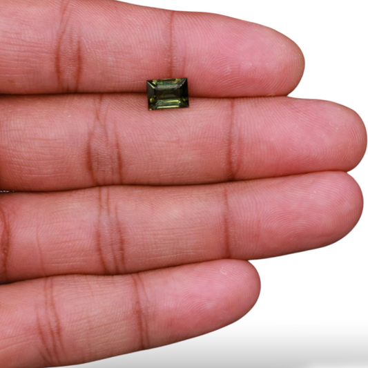 Natural Green Tourmaline Stone 1.62 Carats in Baguette Shape & Size 8x6mm