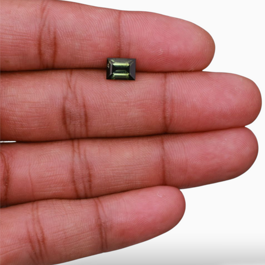 Natural Green Tourmaline Stone 1.69 Carats in Baguette Shape & Size 8x6mm