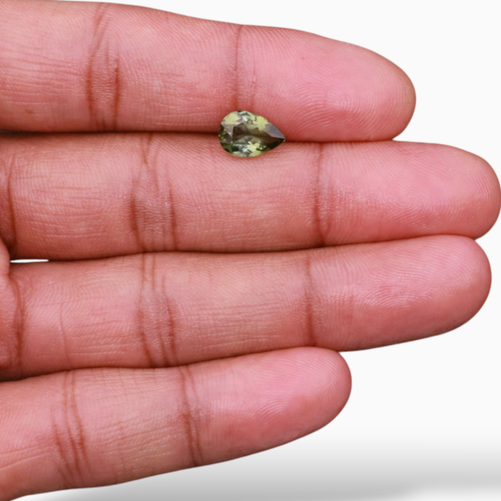 Natural Green Tourmaline Stone 1.86 Carats in Pear Shape & Size 10.2x7mm