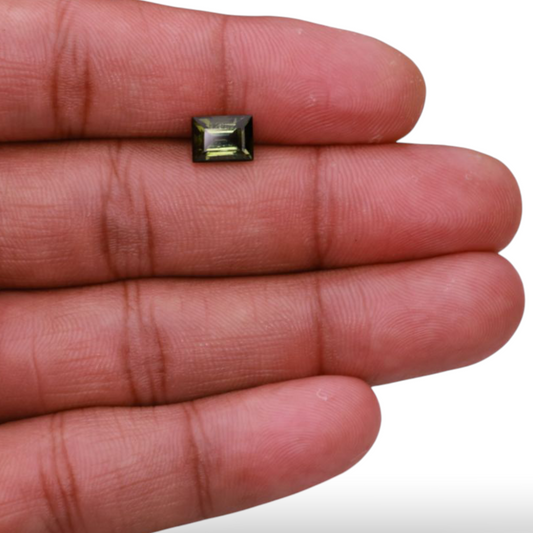 Natural Green Tourmaline Stone 1.99 Carats in Baguette Shape & Size 8x6mm